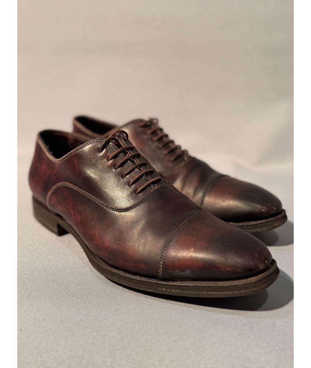 SANTONI Коричневые кожаные туфли, фото 2