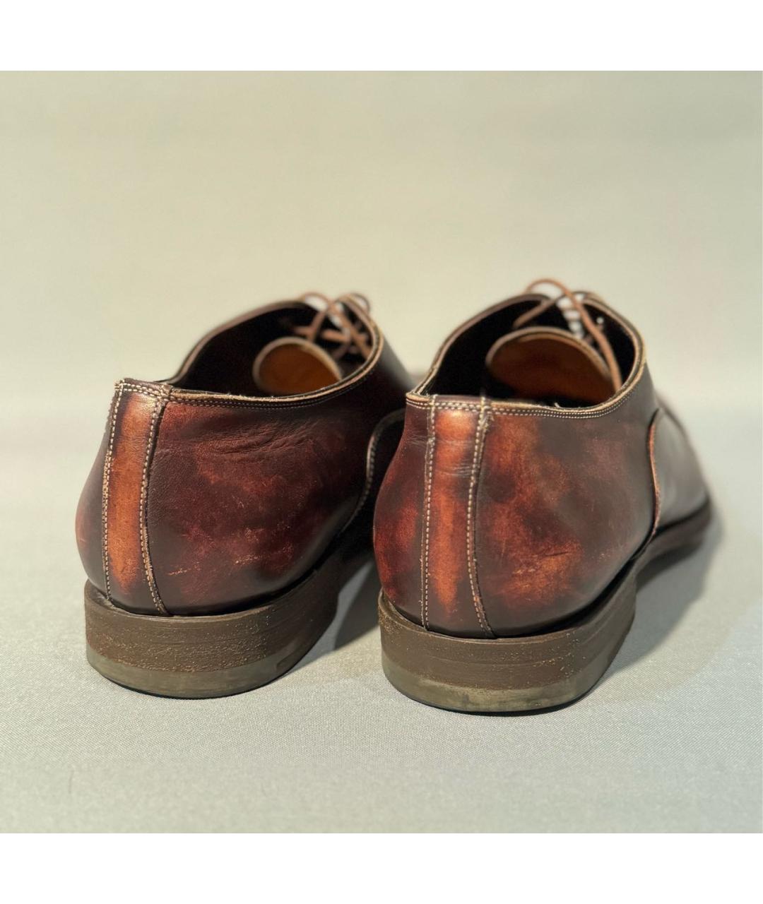 SANTONI Коричневые кожаные туфли, фото 4