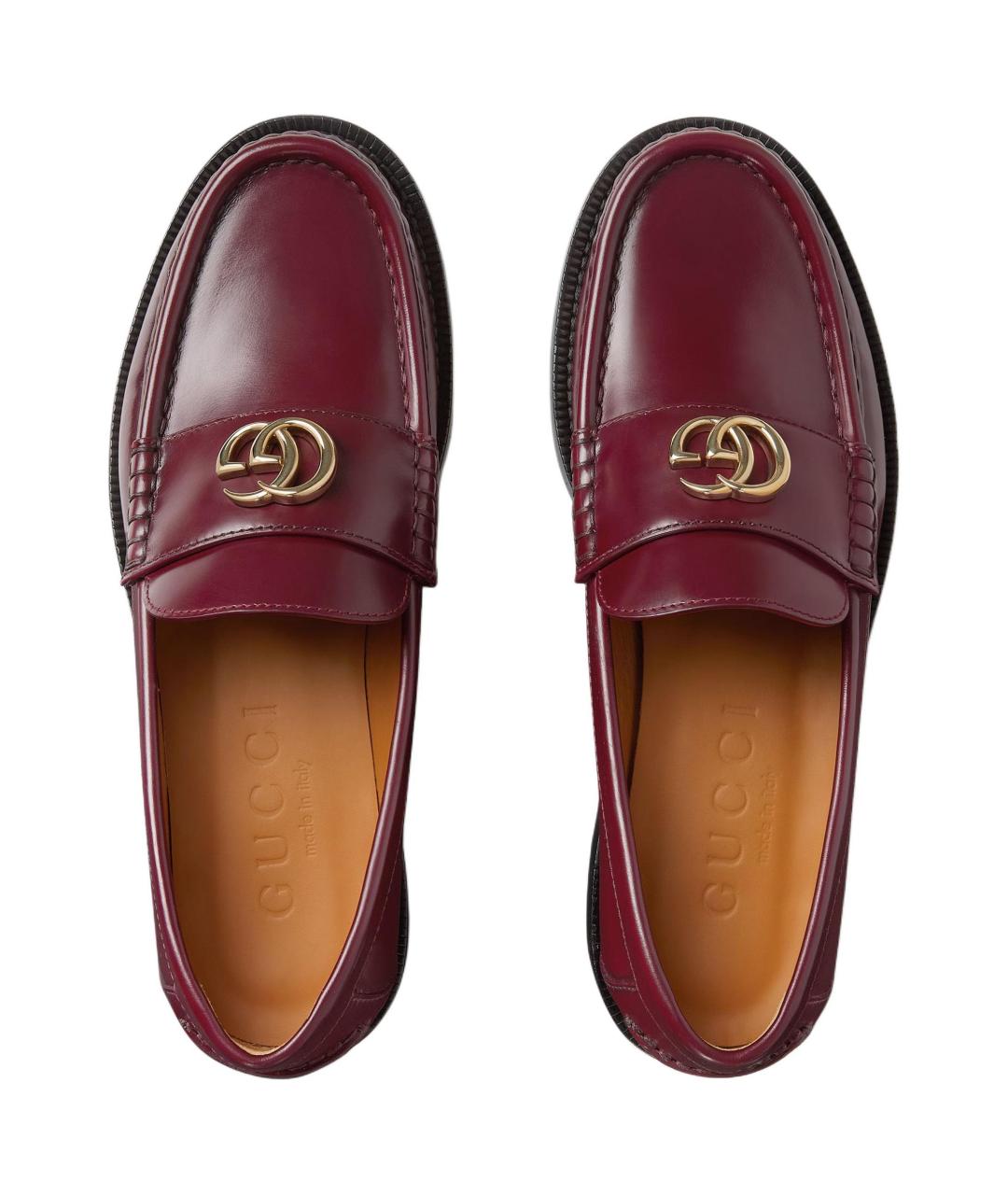 GUCCI Красные кожаные лоферы, фото 4