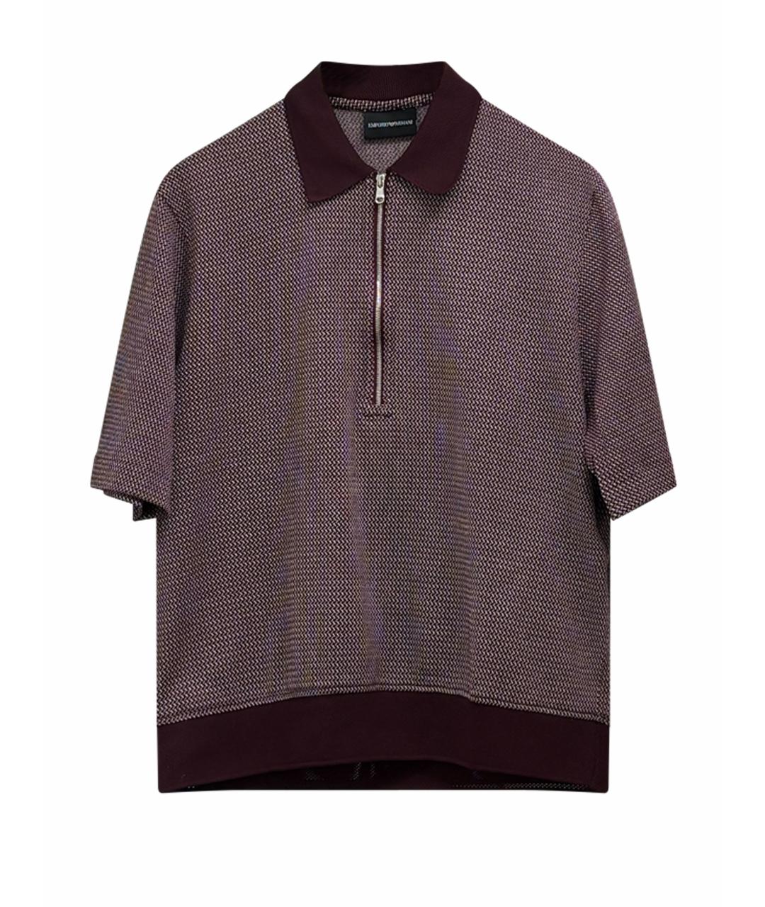 EMPORIO ARMANI Бордовое хлопковое поло с коротким рукавом, фото 1