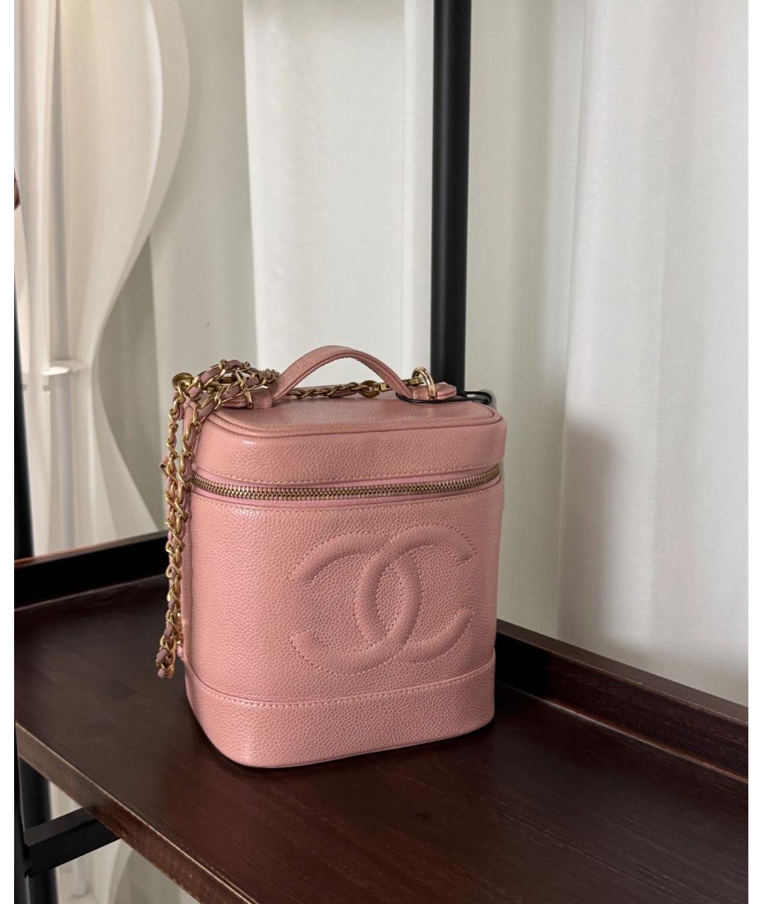 CHANEL Розовая кожаная сумка с короткими ручками, фото 5