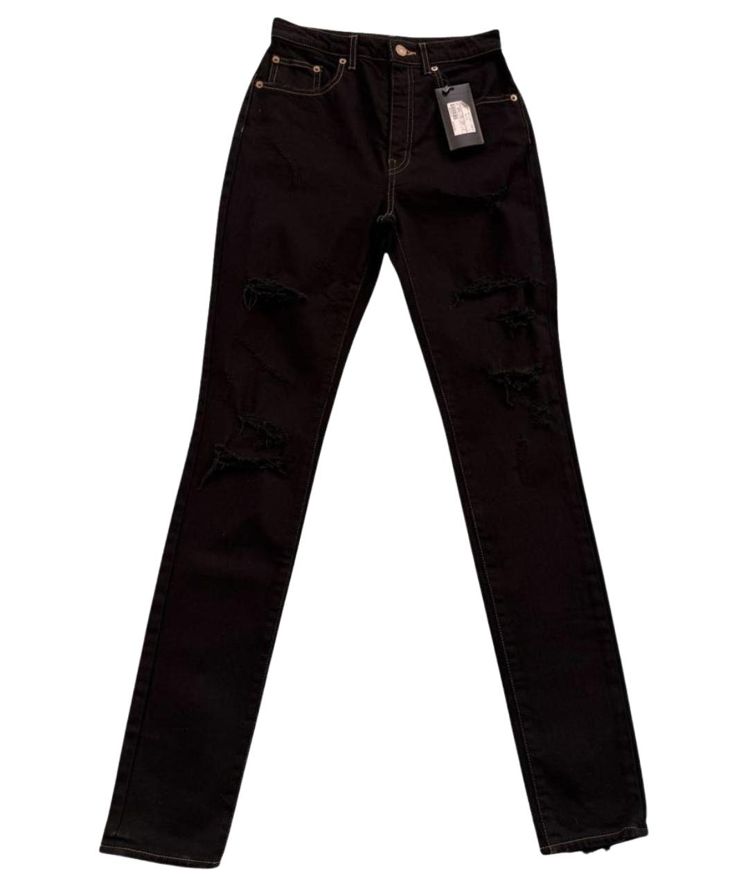 SAINT LAURENT Черные хлопко-эластановые джинсы слим, фото 1