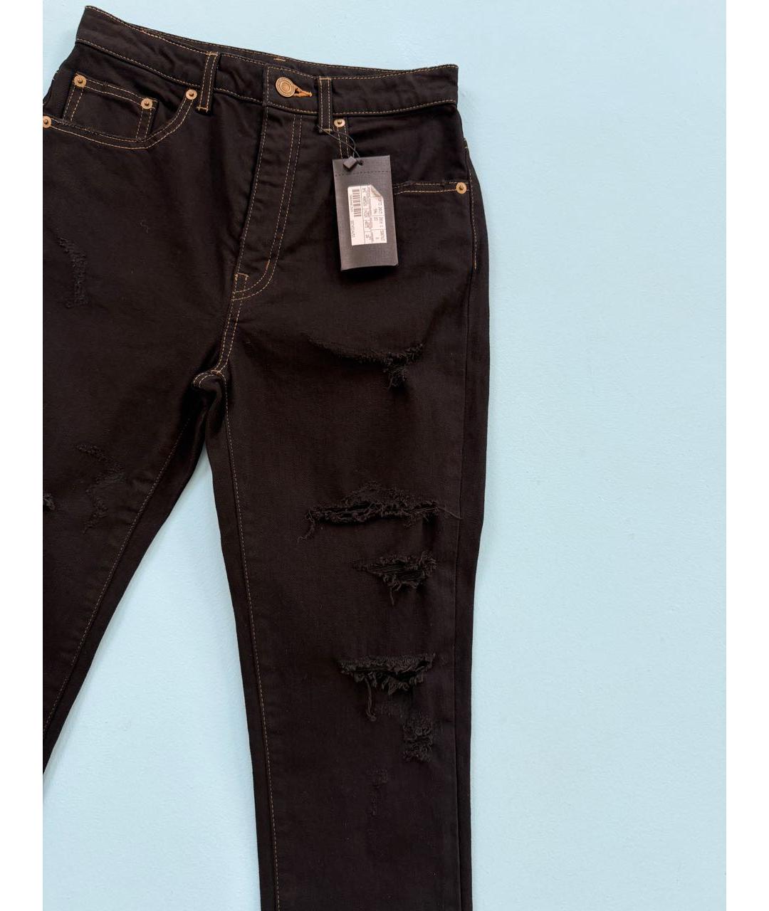 SAINT LAURENT Черные хлопко-эластановые джинсы слим, фото 8