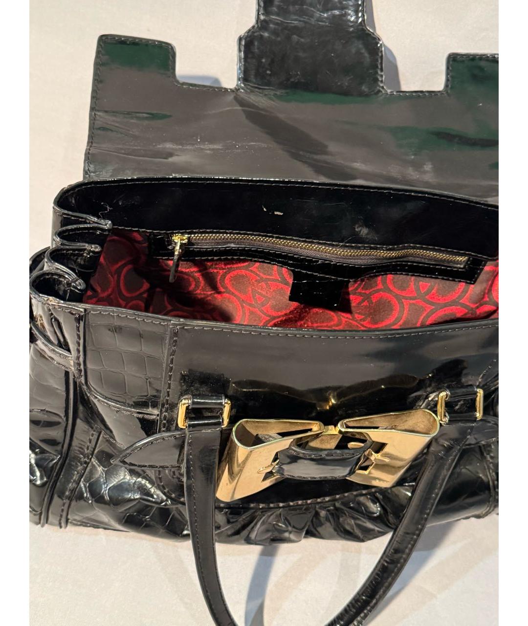 GUCCI Черная сумка с короткими ручками из лакированной кожи, фото 4