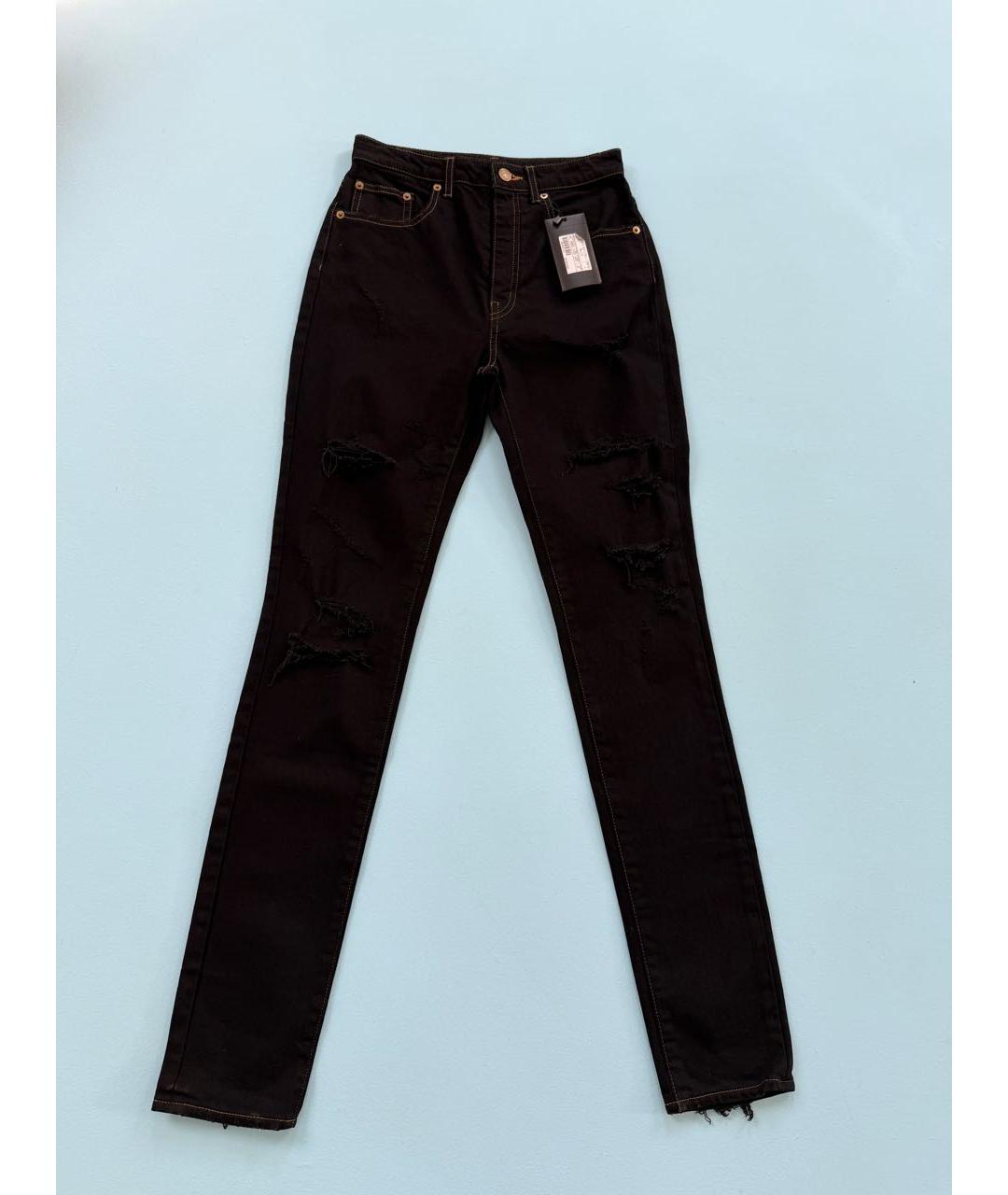 SAINT LAURENT Черные хлопко-эластановые джинсы слим, фото 5