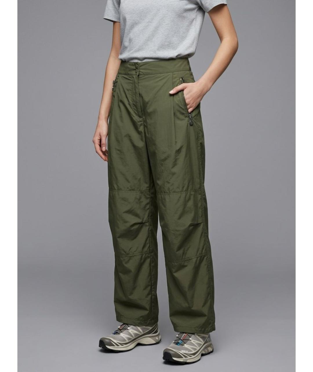 MONCLER Хаки полиэстеровые прямые брюки, фото 8