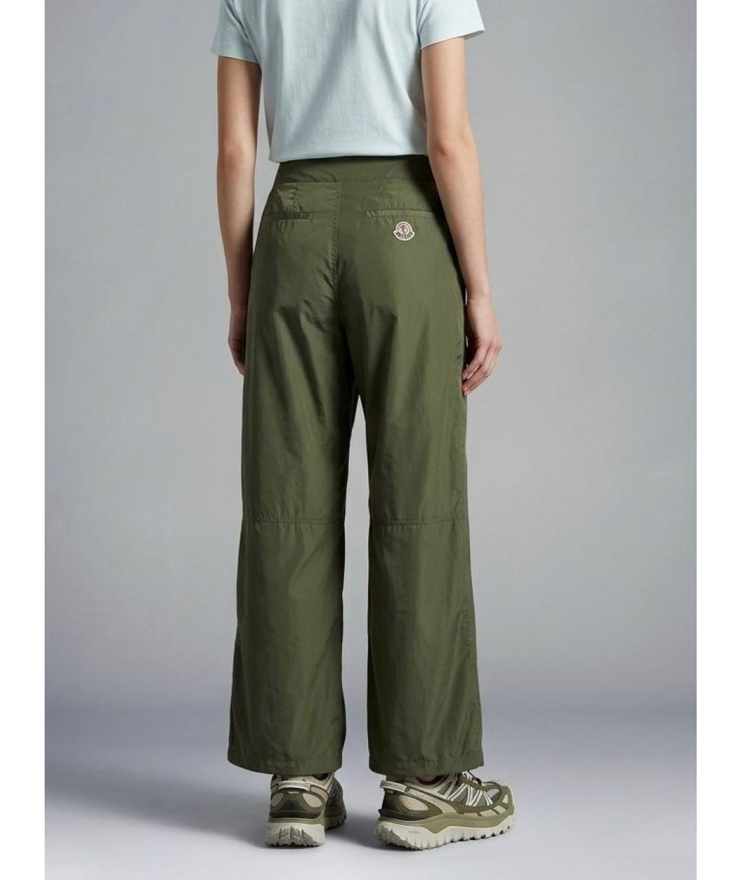 MONCLER Хаки полиэстеровые прямые брюки, фото 9