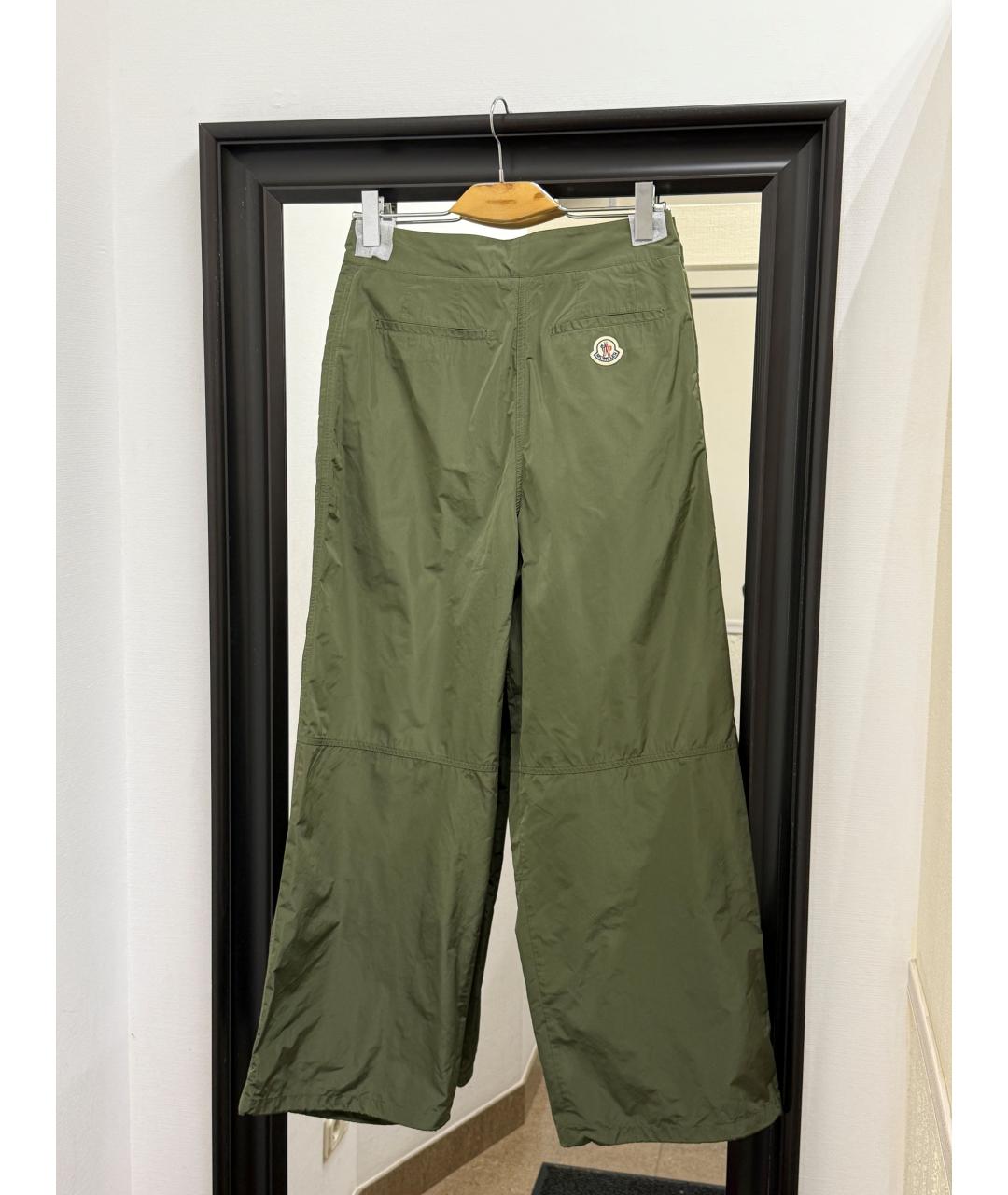 MONCLER Хаки полиэстеровые прямые брюки, фото 3