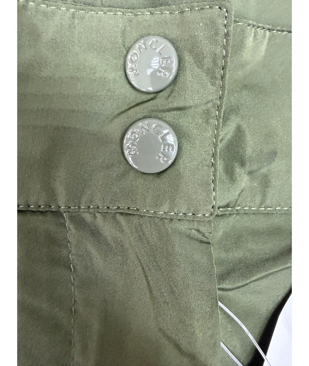 MONCLER Хаки полиэстеровые прямые брюки, фото 4