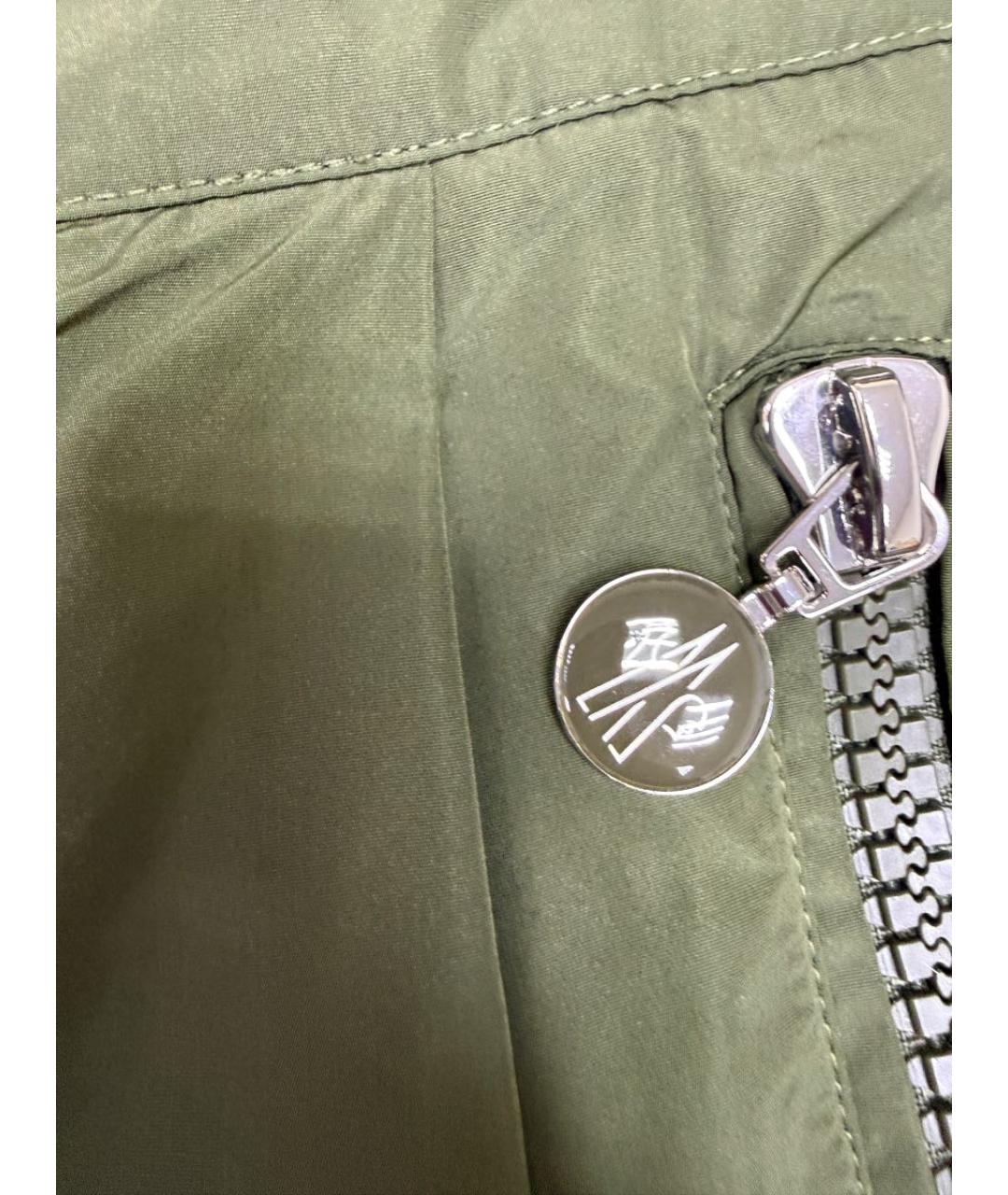 MONCLER Хаки полиэстеровые прямые брюки, фото 5