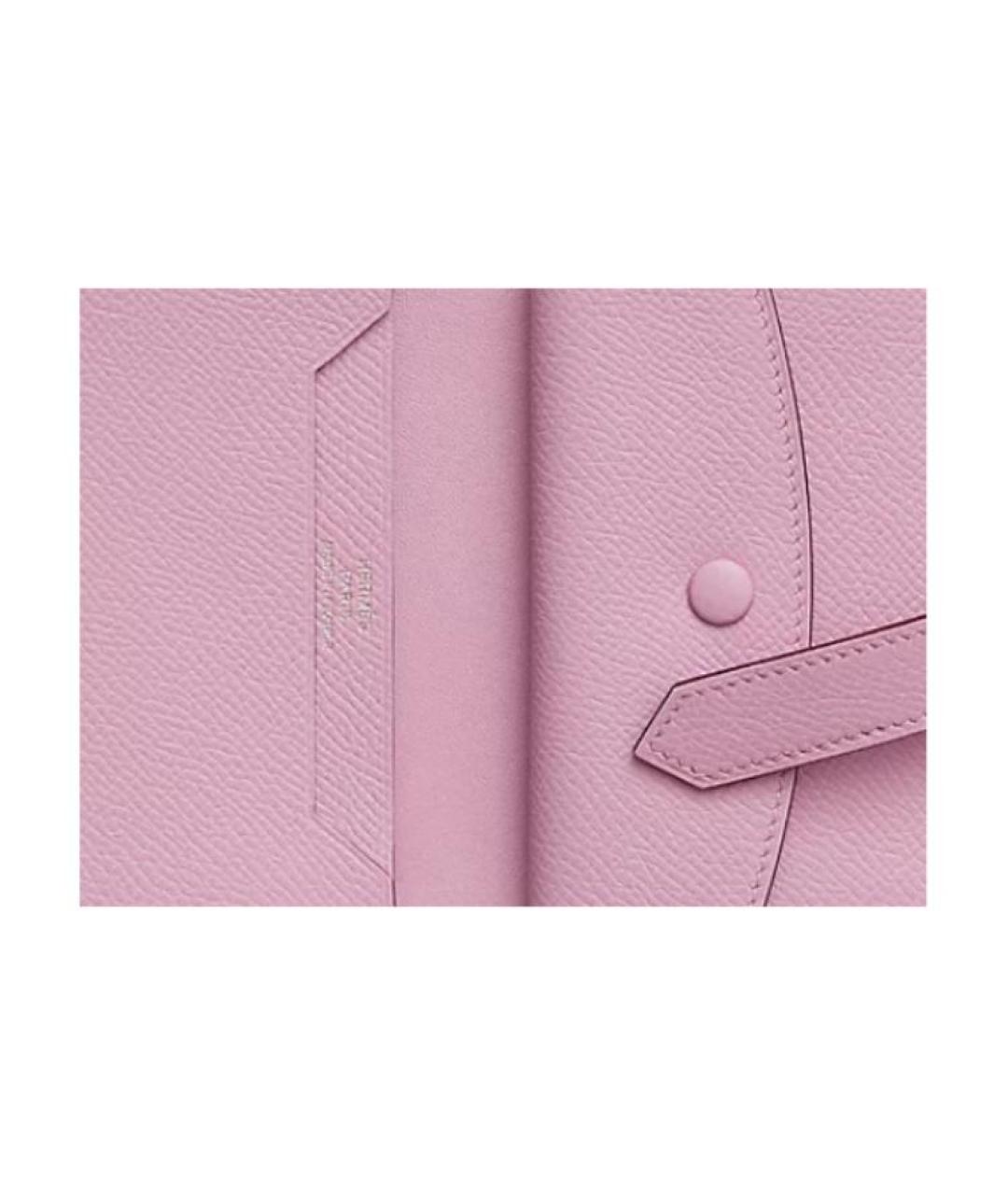 HERMES Розовый кожаный кошелек, фото 3