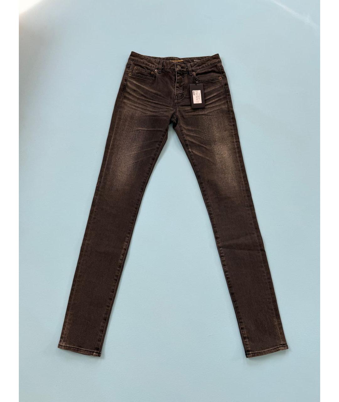 SAINT LAURENT Черные хлопко-эластановые джинсы слим, фото 5