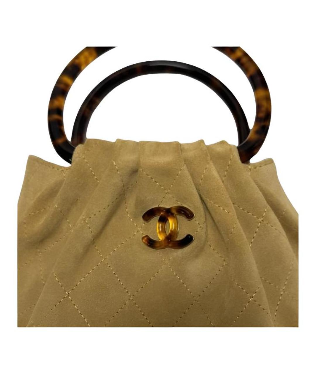 CHANEL Коричневая замшевая сумка с короткими ручками, фото 2