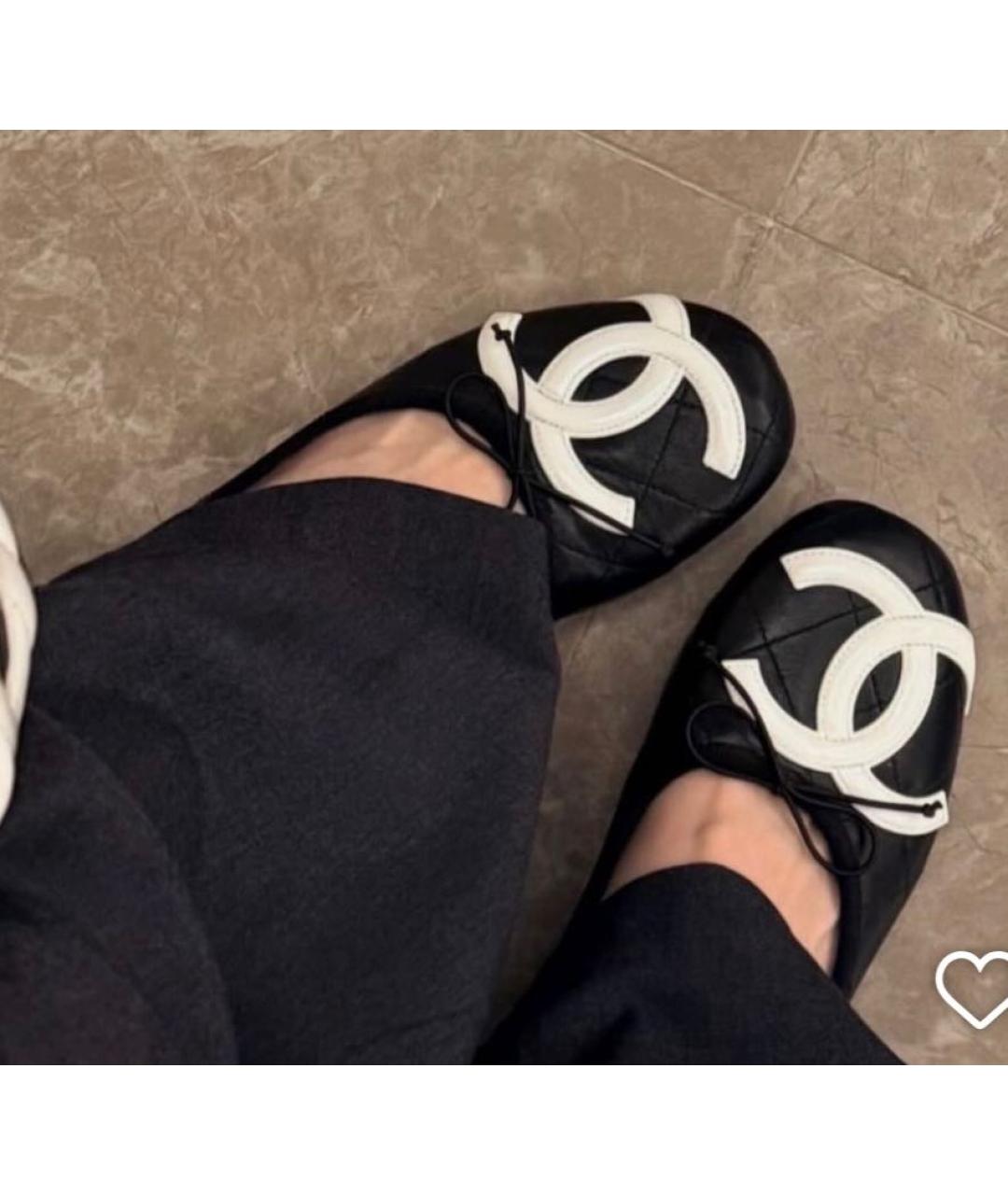 CHANEL Черные кожаные балетки, фото 5