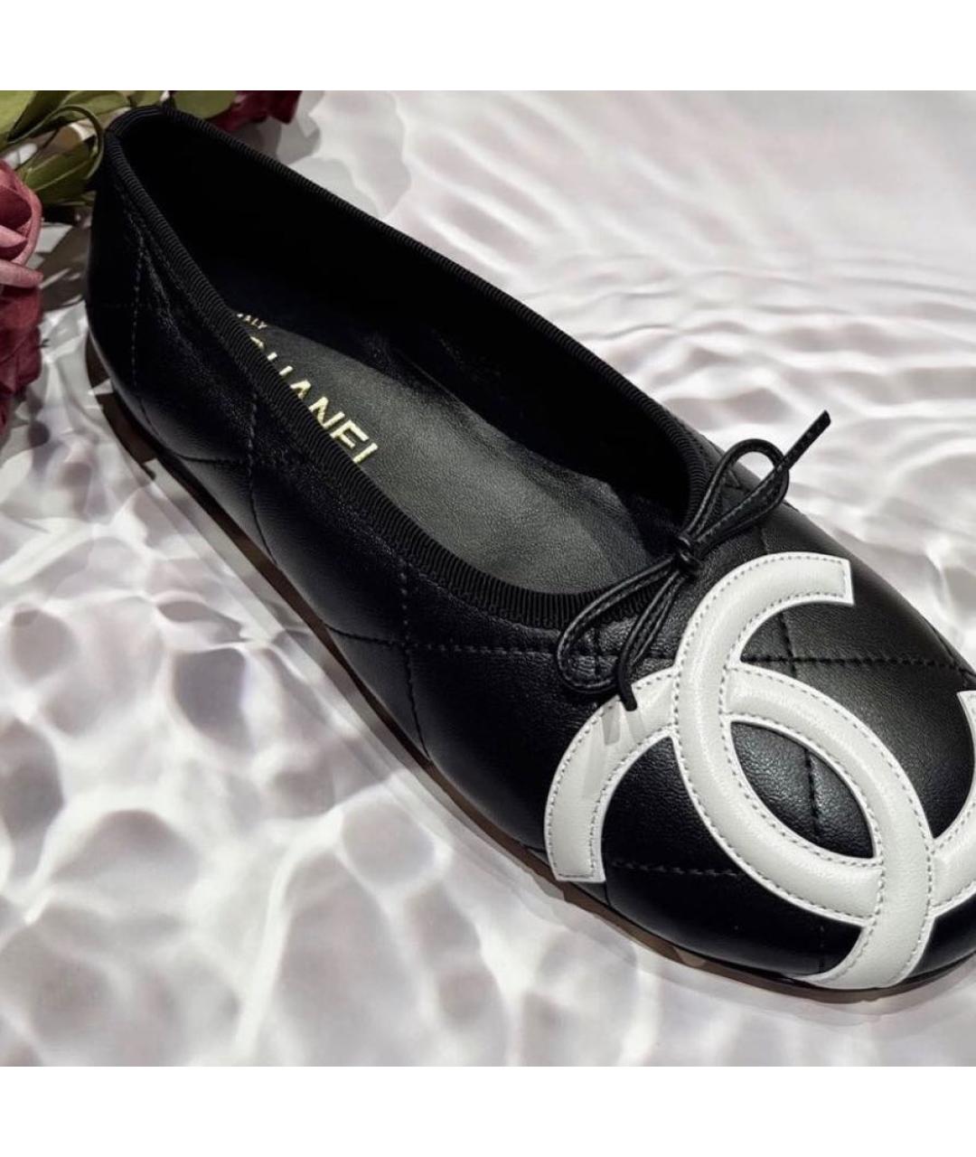 CHANEL Черные кожаные балетки, фото 6