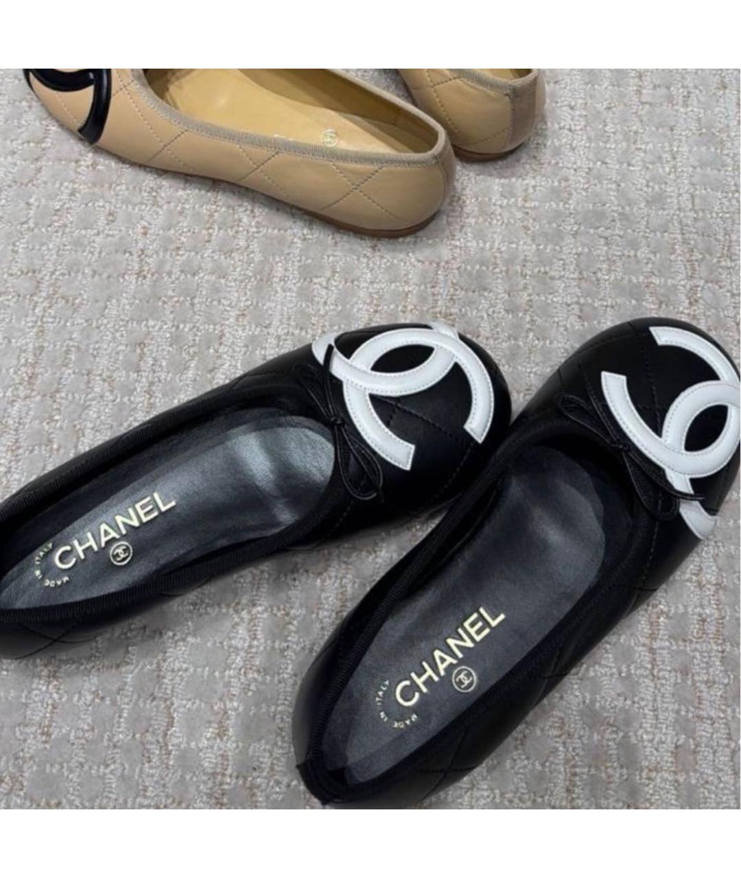 CHANEL Черные кожаные балетки, фото 4