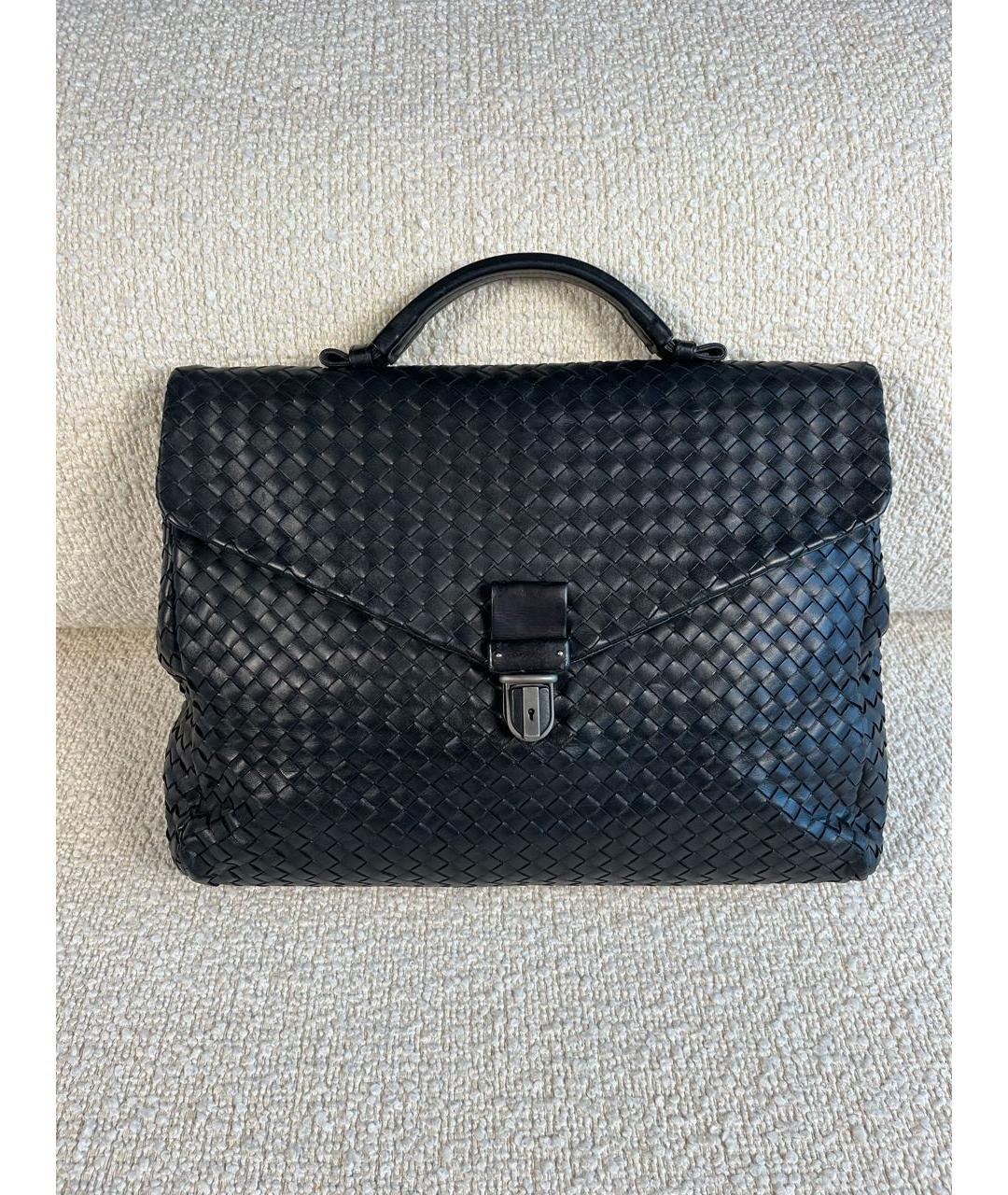 BOTTEGA VENETA Черный кожаный портфель, фото 9
