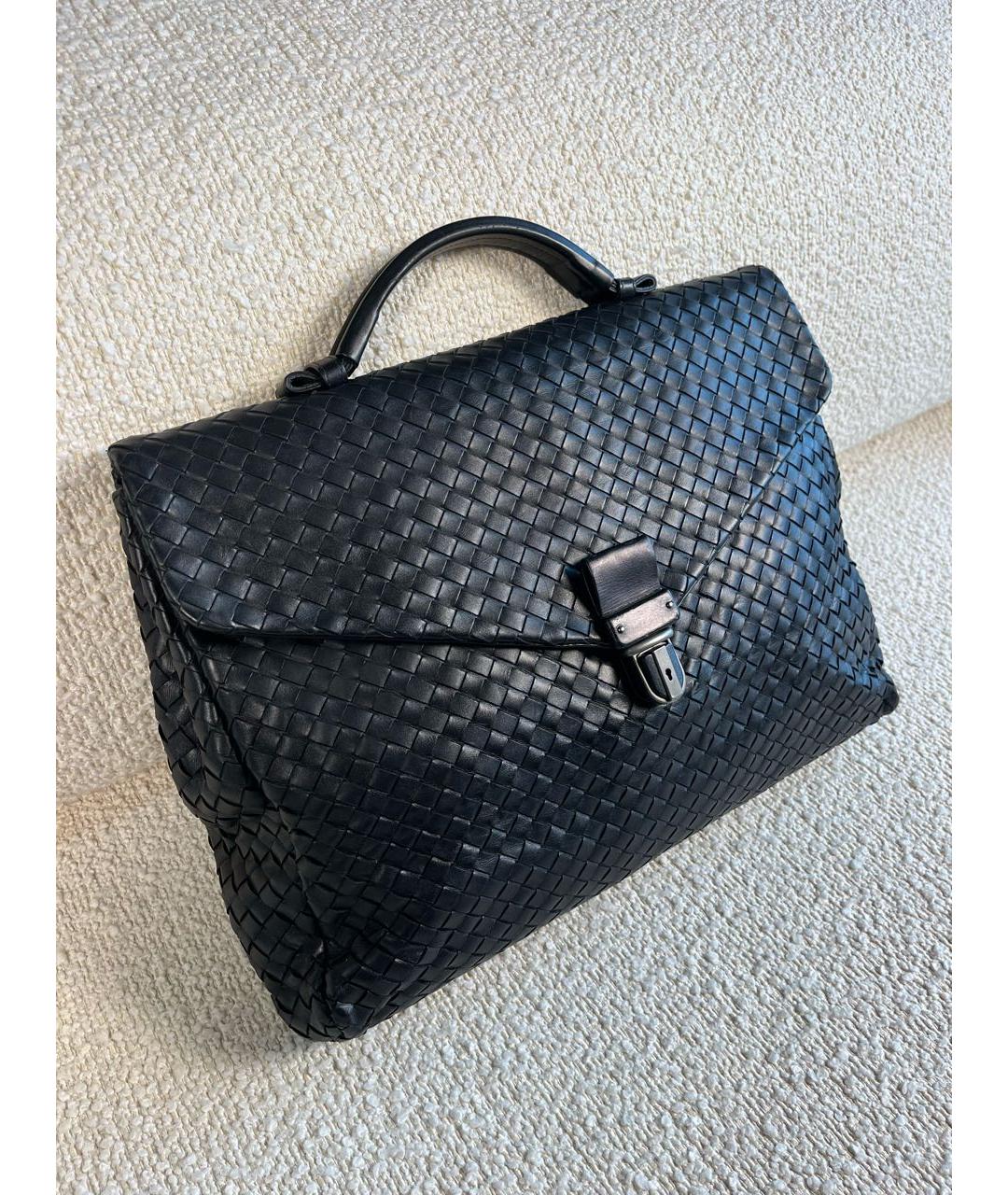 BOTTEGA VENETA Черный кожаный портфель, фото 2