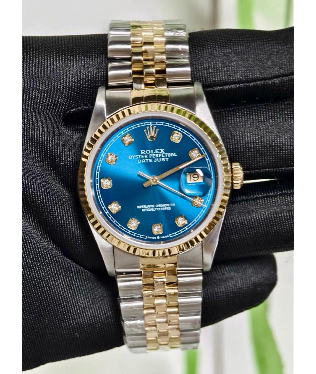 ROLEX Синие часы из желтого золота, фото 5
