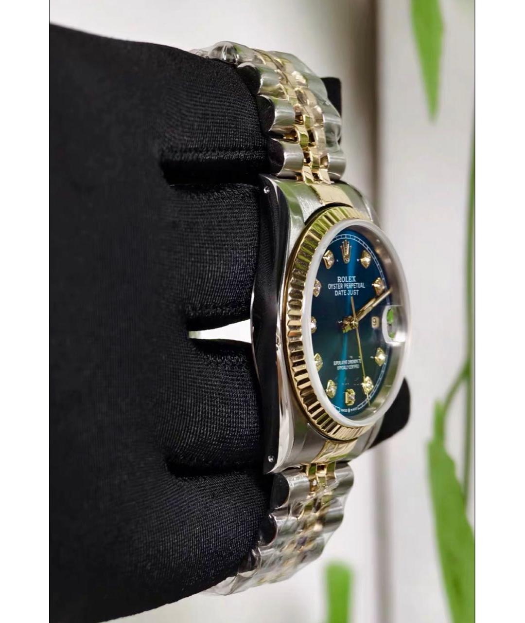ROLEX Синие часы из желтого золота, фото 4
