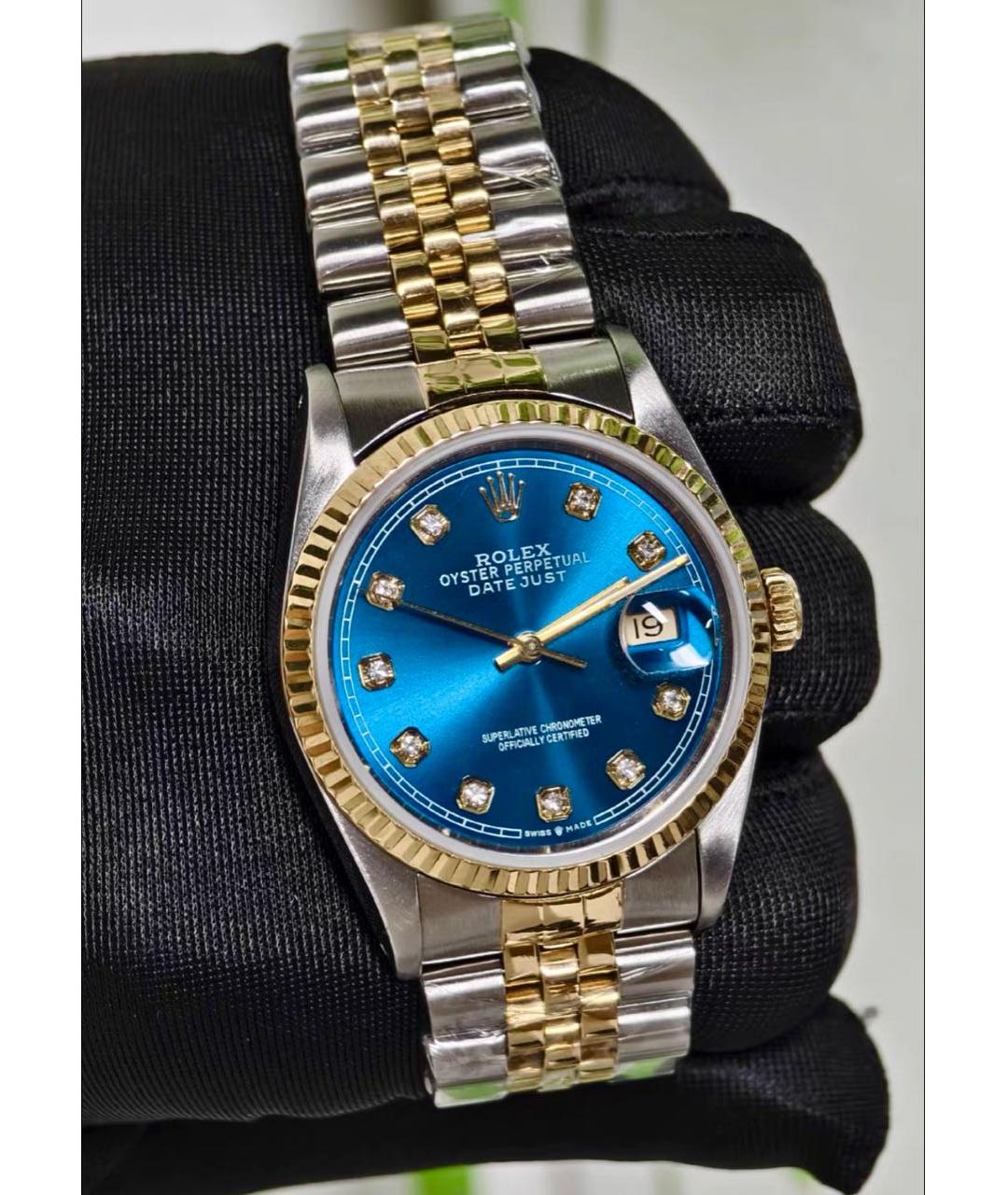 ROLEX Синие часы из желтого золота, фото 2