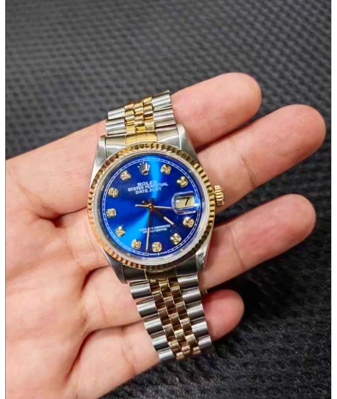 ROLEX Синие часы из желтого золота, фото 7