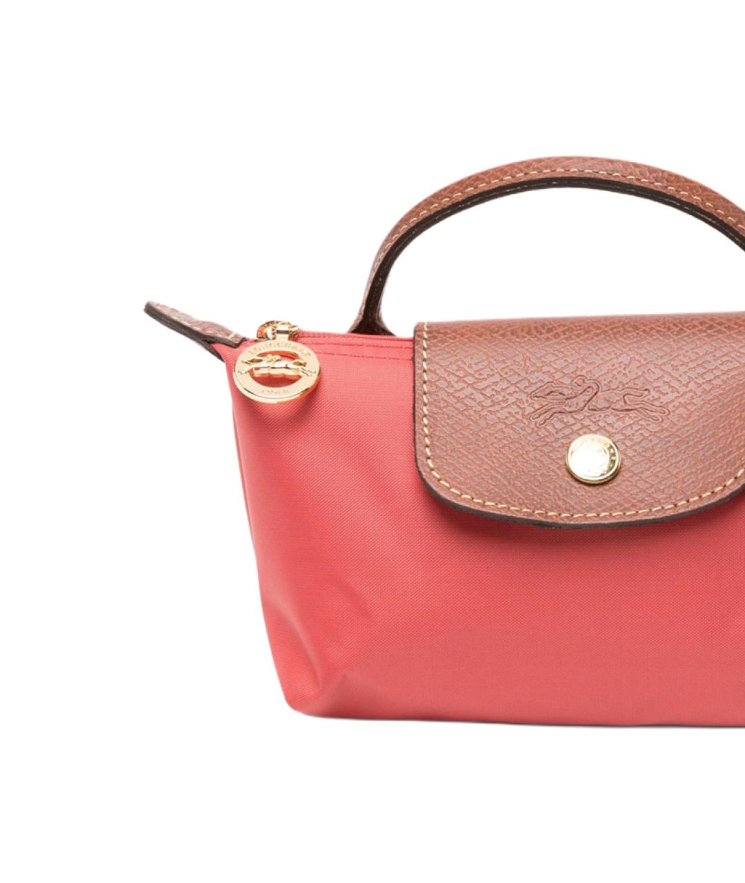 LONGCHAMP Коралловая тканевая сумка с короткими ручками, фото 4