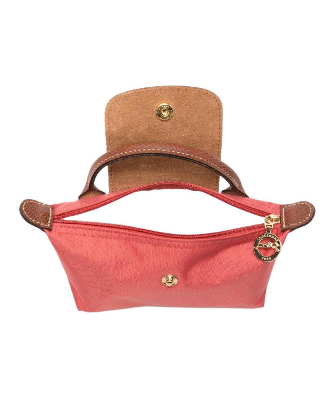 LONGCHAMP Коралловая тканевая сумка с короткими ручками, фото 3