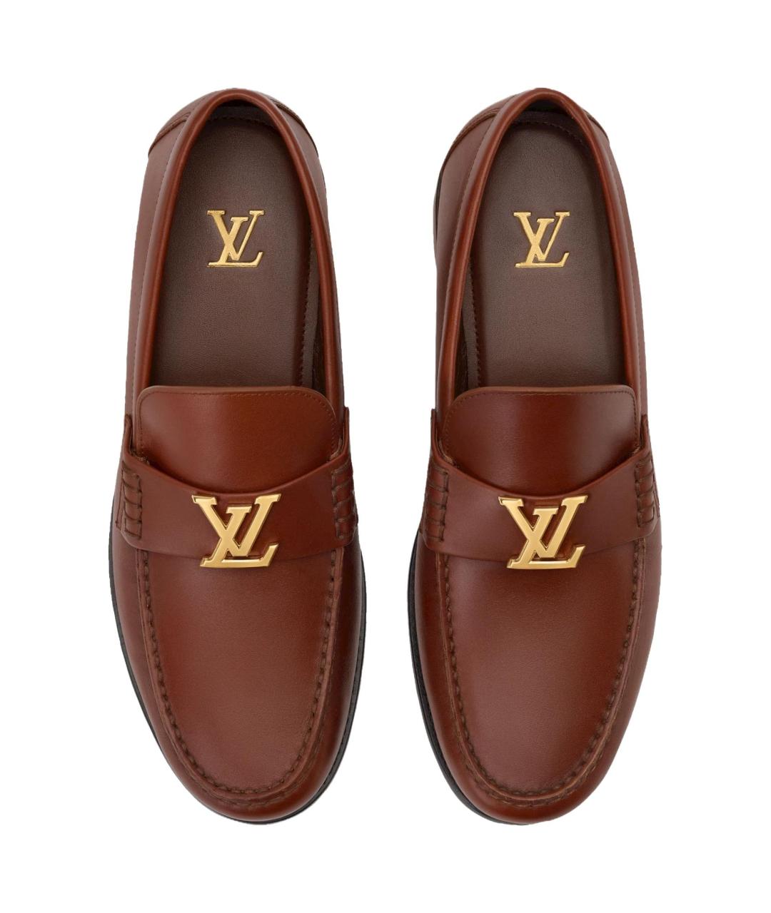 LOUIS VUITTON Коричневые кожаные лоферы, фото 4