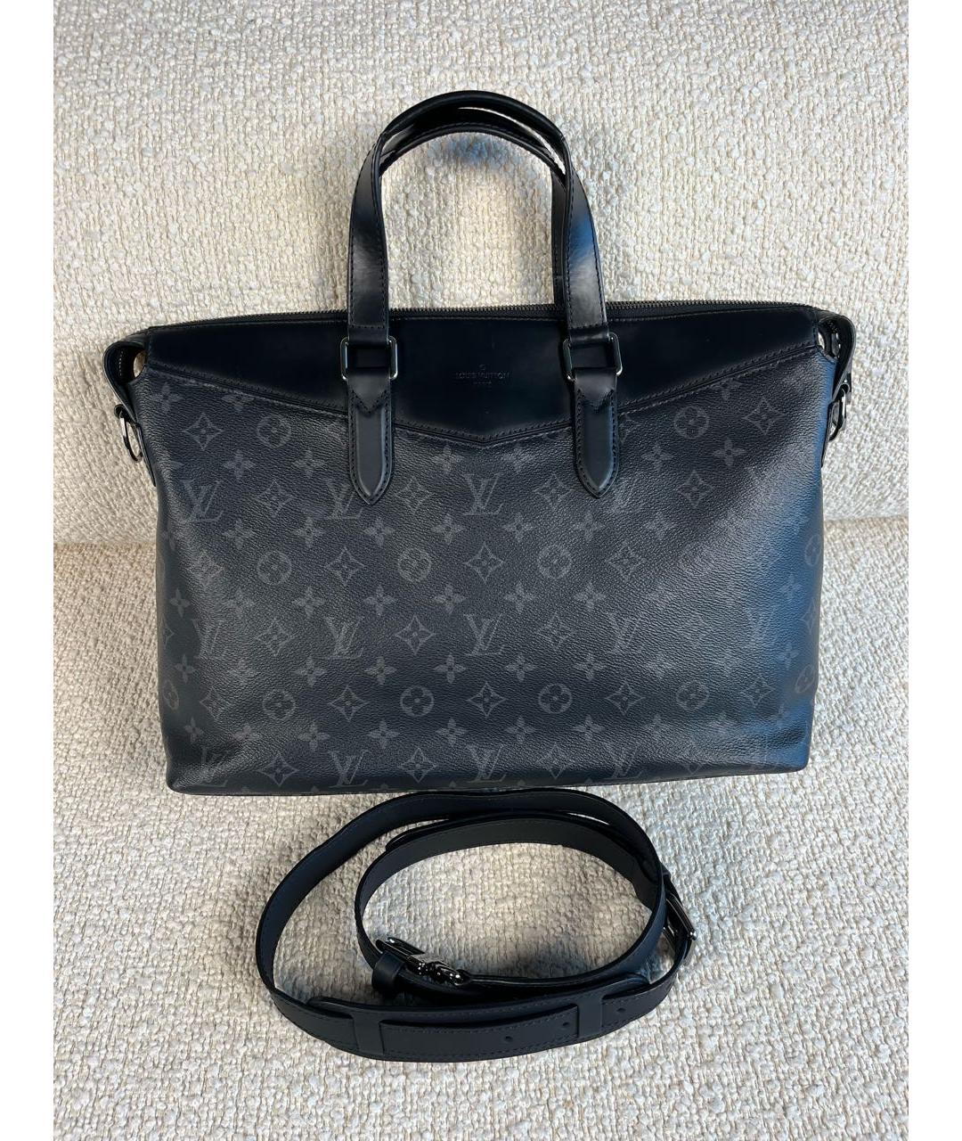 LOUIS VUITTON Черный кожаный портфель, фото 6