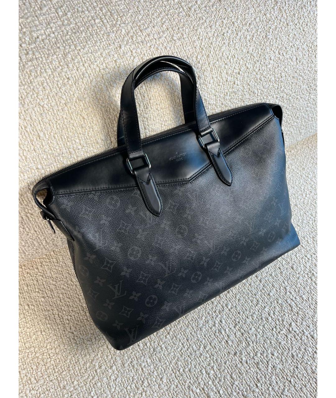 LOUIS VUITTON Черный кожаный портфель, фото 2
