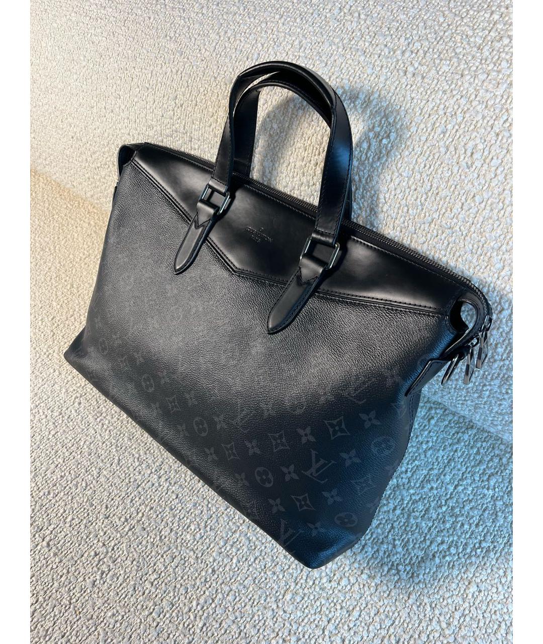 LOUIS VUITTON Черный кожаный портфель, фото 5