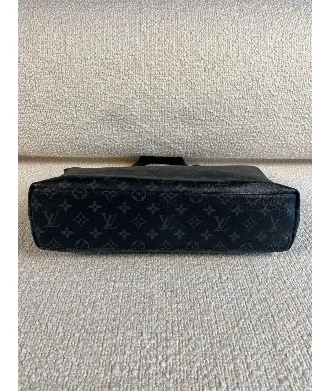 LOUIS VUITTON Черный кожаный портфель, фото 7
