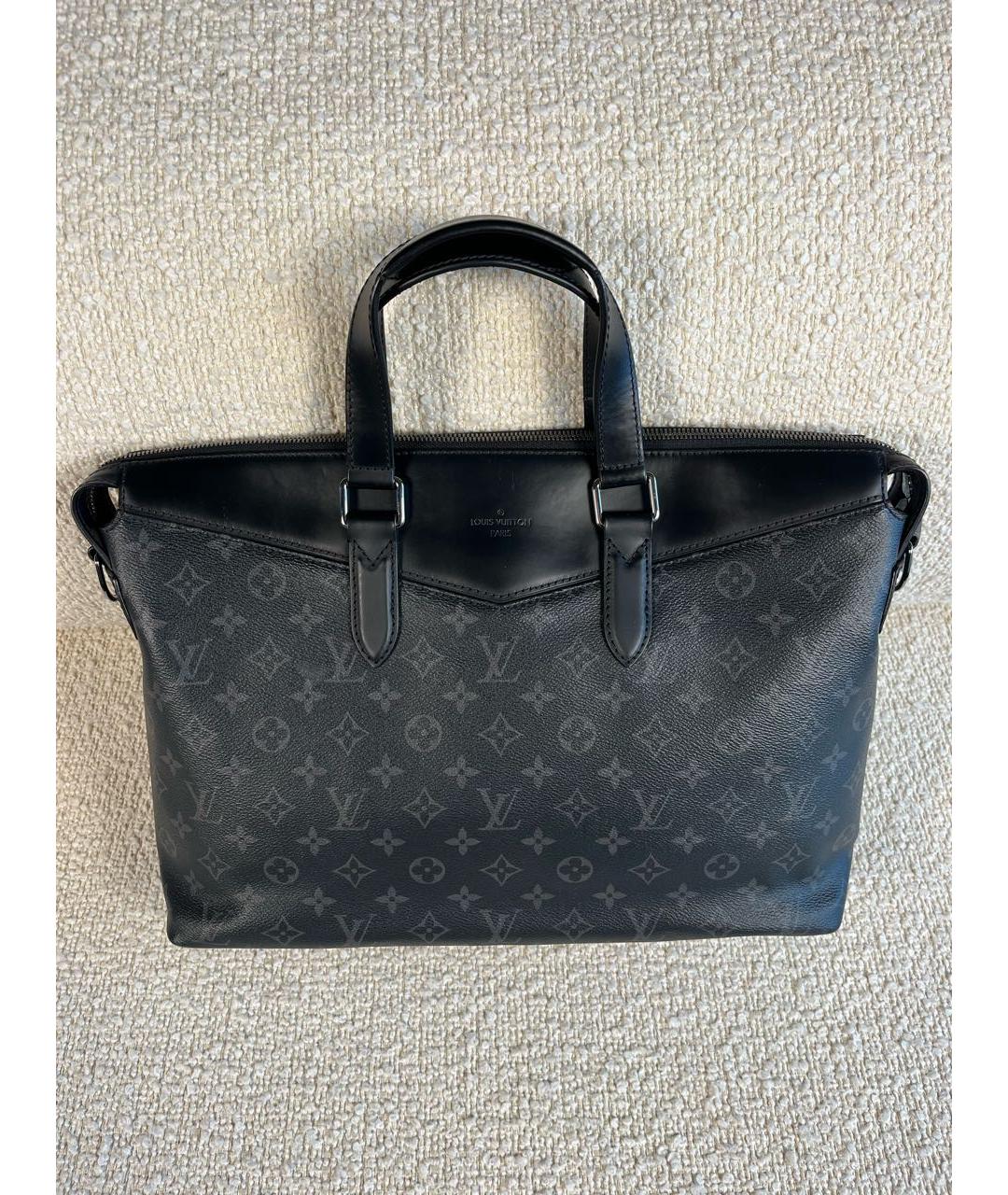 LOUIS VUITTON Черный кожаный портфель, фото 9