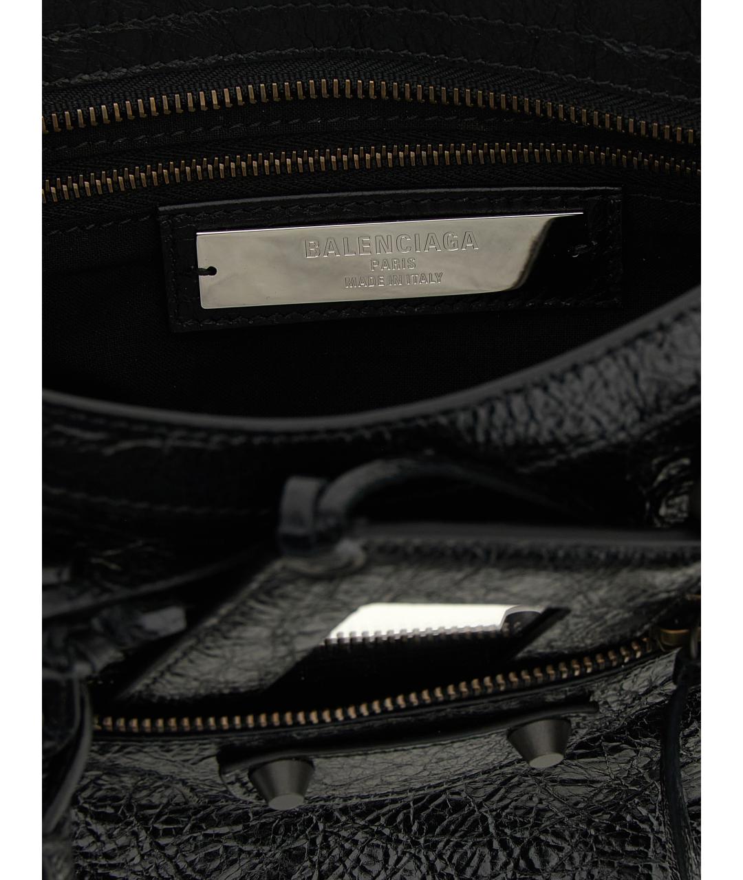 BALENCIAGA Черная кожаная сумка тоут, фото 3