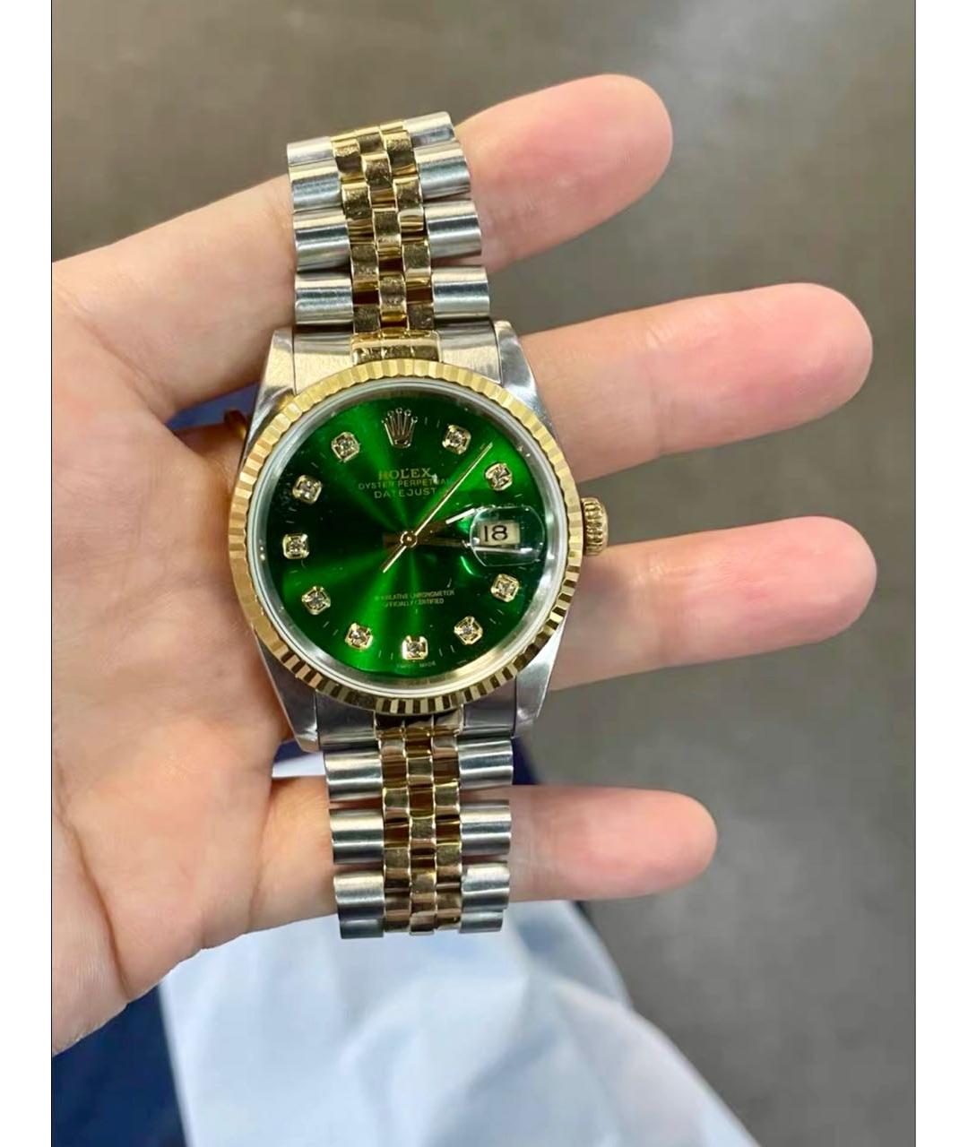 ROLEX Зеленые часы из желтого золота, фото 3