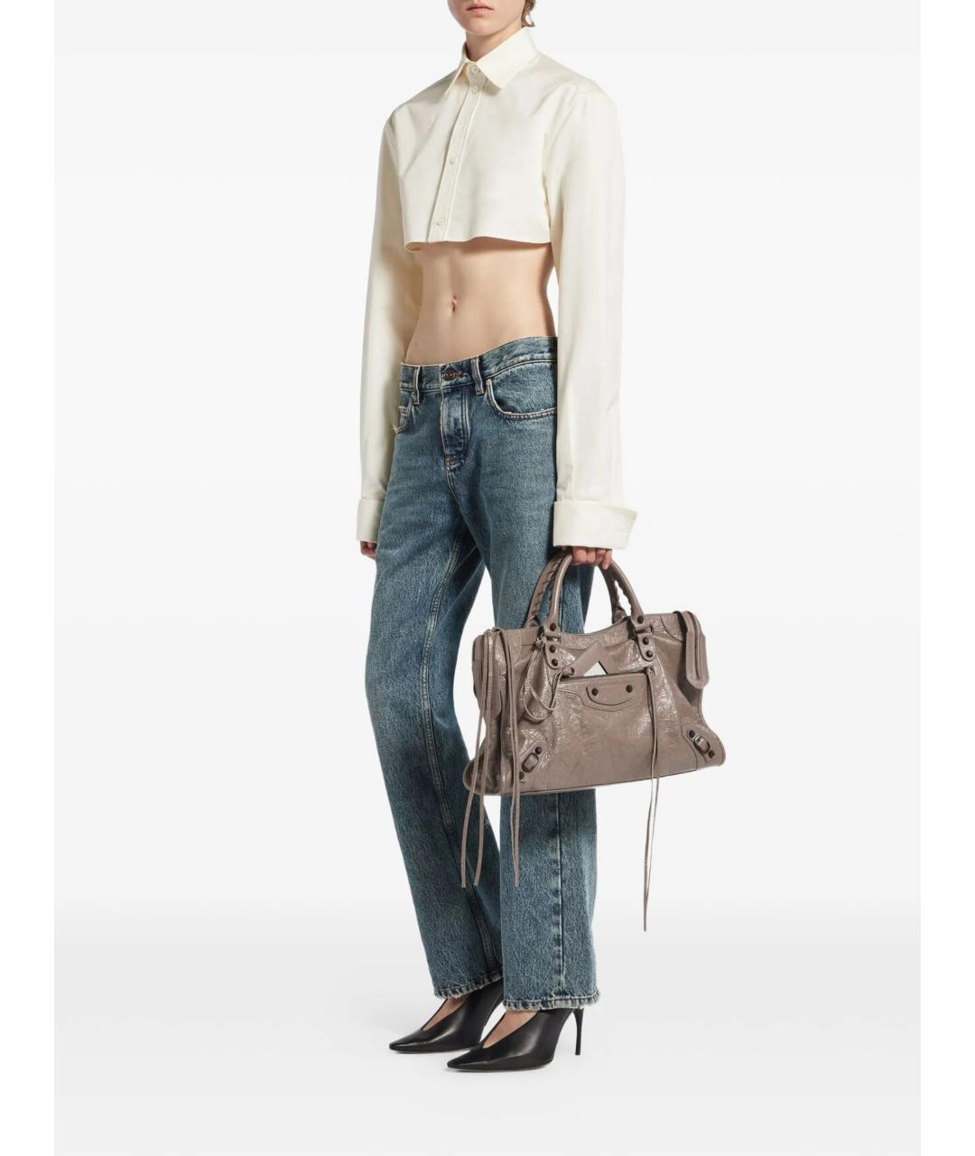 BALENCIAGA Серая кожаная сумка тоут, фото 2