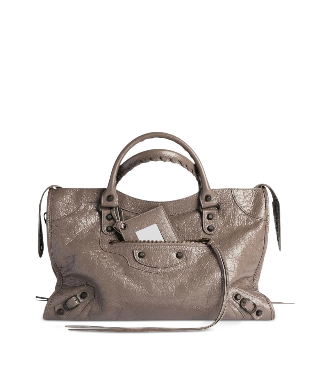 BALENCIAGA Серая кожаная сумка тоут, фото 1