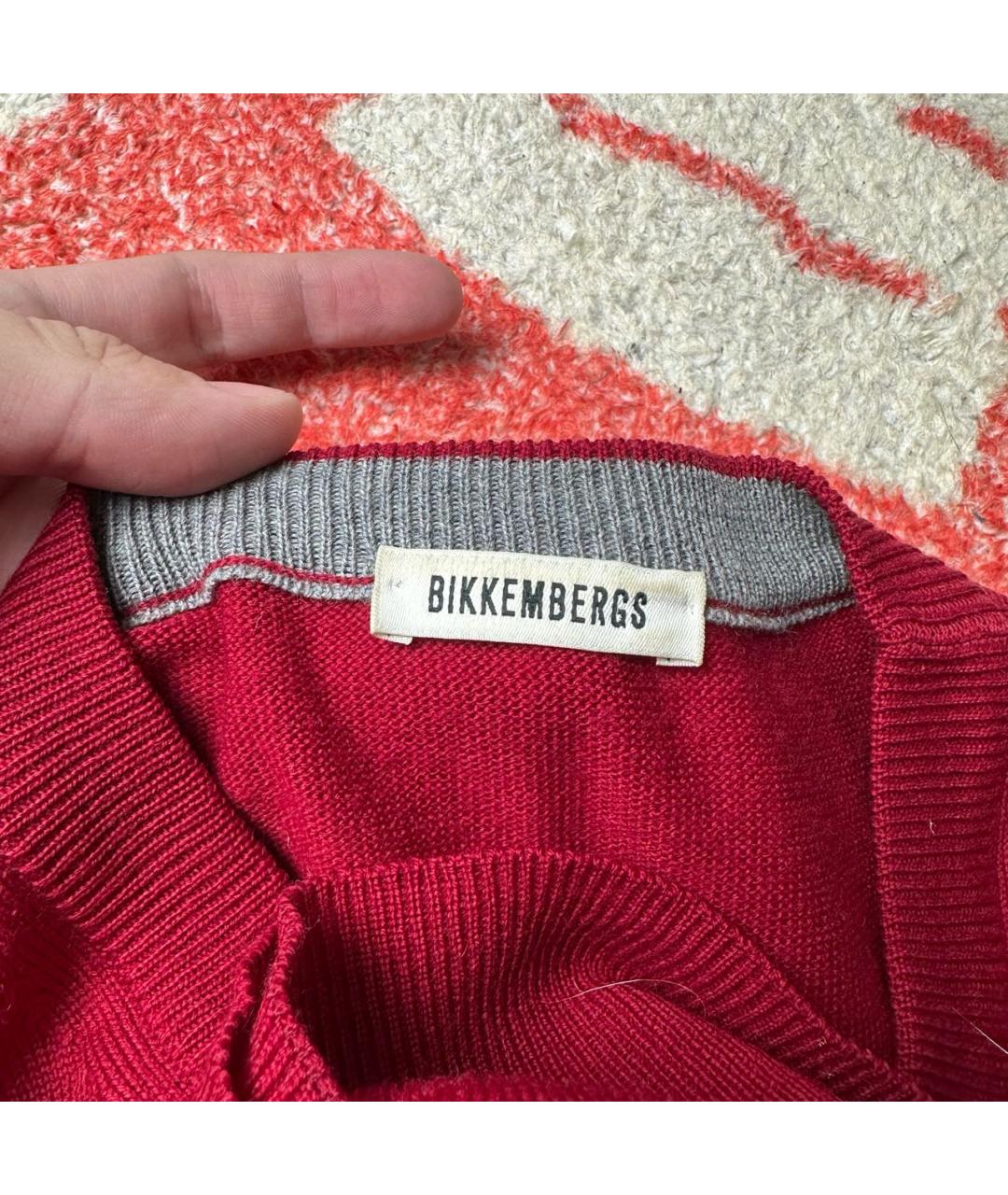 BIKKEMBERGS Красный шерстяной джемпер / свитер, фото 3