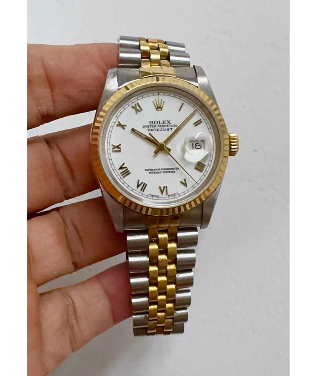 ROLEX Белые часы из желтого золота, фото 5