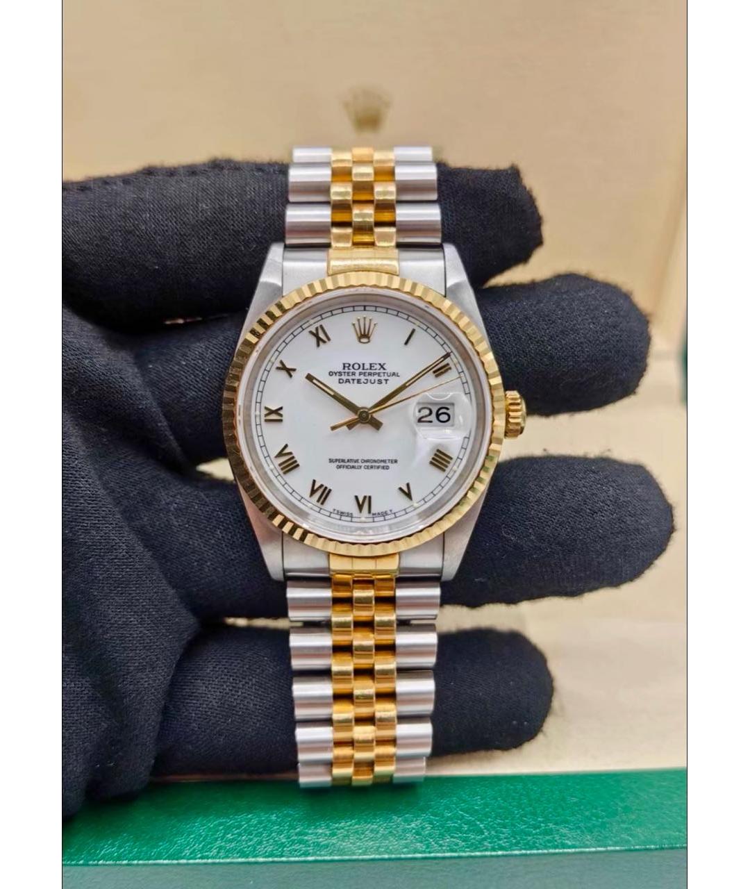 ROLEX Белые часы из желтого золота, фото 2
