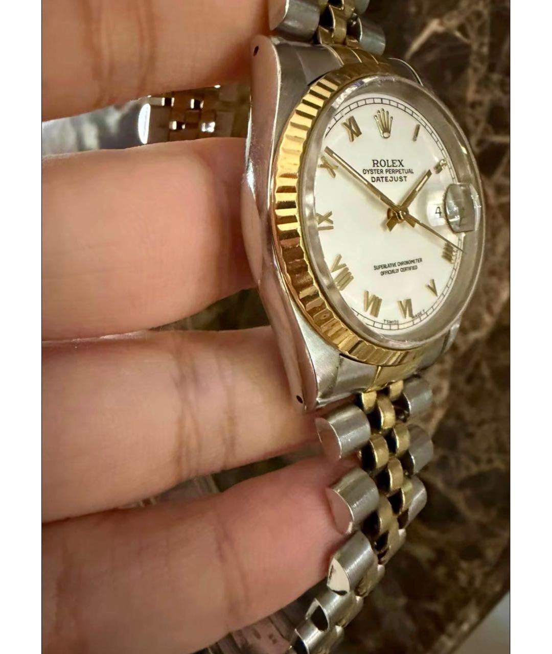 ROLEX Белые часы из желтого золота, фото 6
