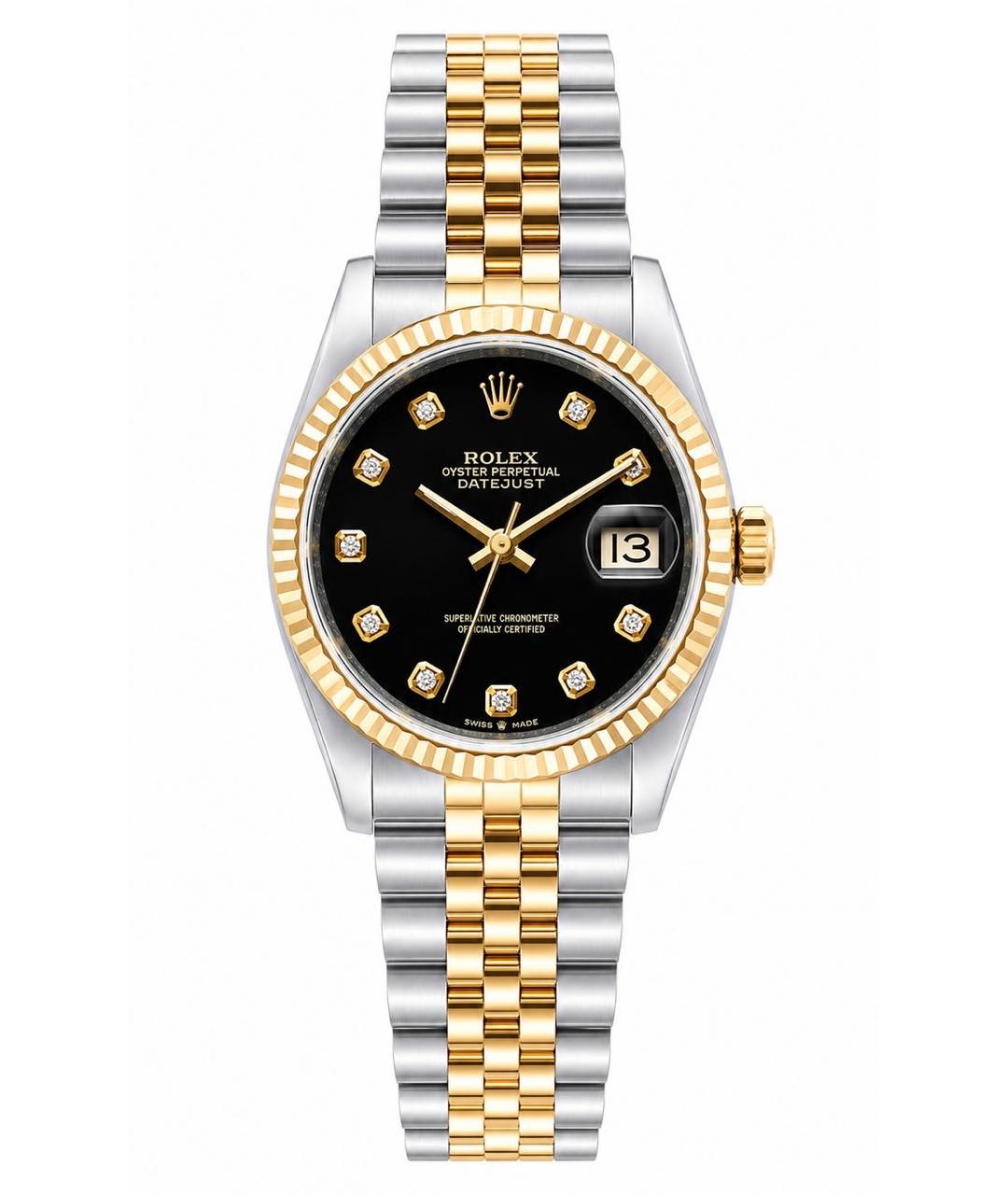 ROLEX Черные часы из желтого золота, фото 1