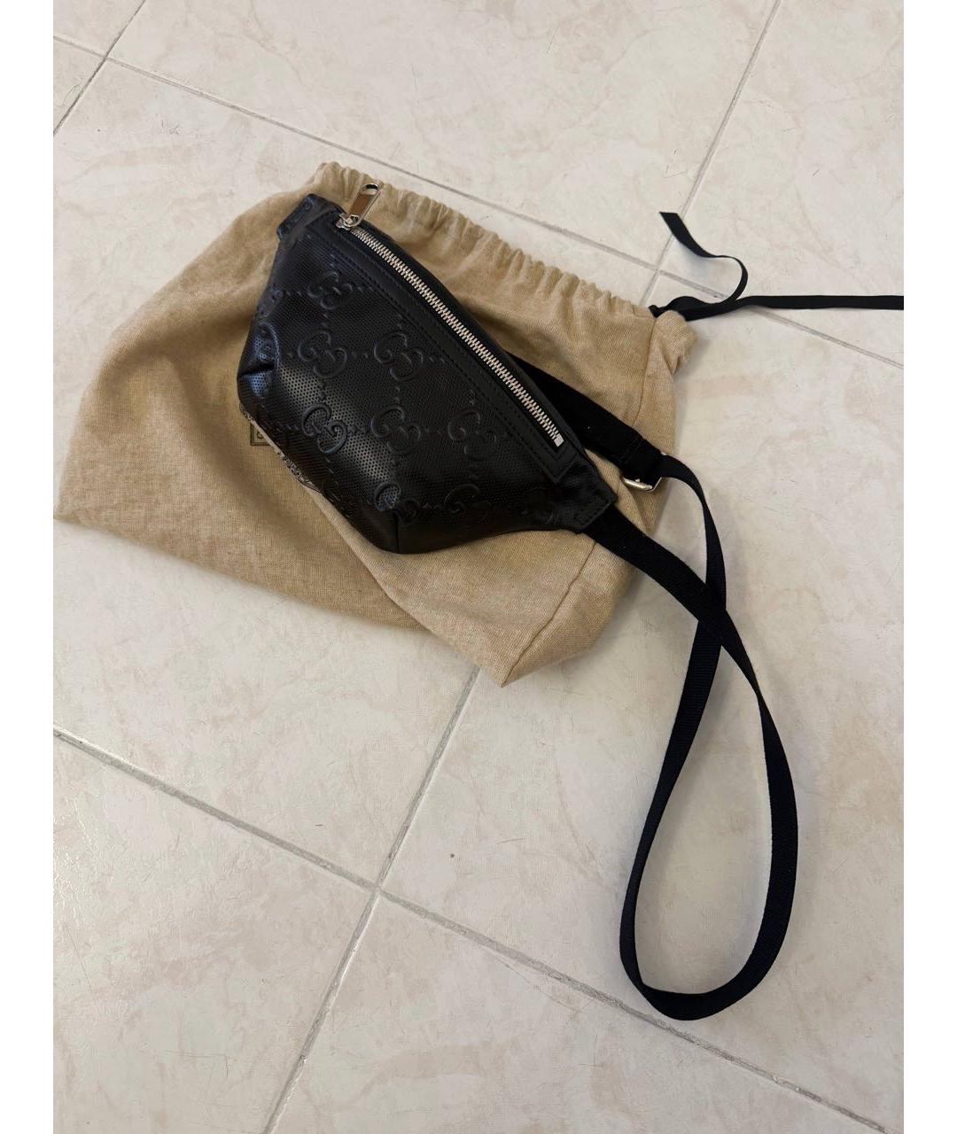 GUCCI Черная кожаная поясная сумка, фото 5