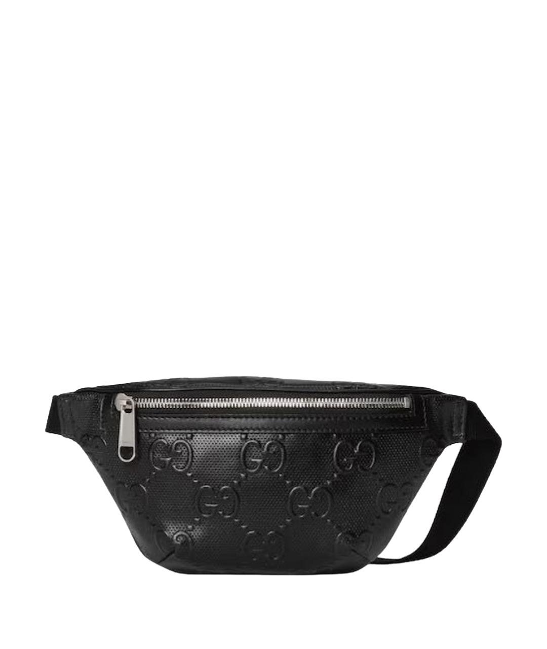 GUCCI Черная кожаная поясная сумка, фото 1