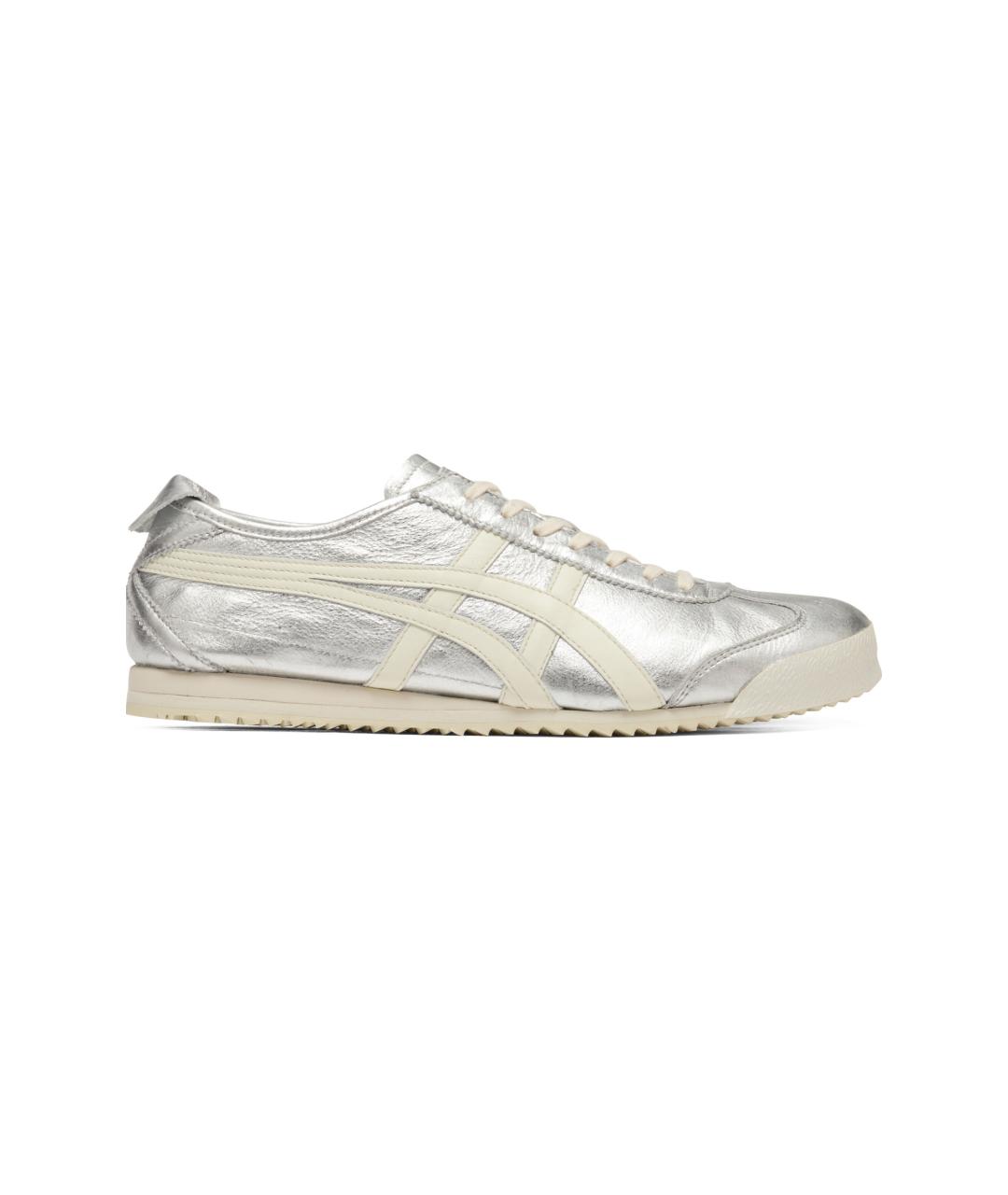 ONITSUKA TIGER Серебряные кожаные кроссовки, фото 1