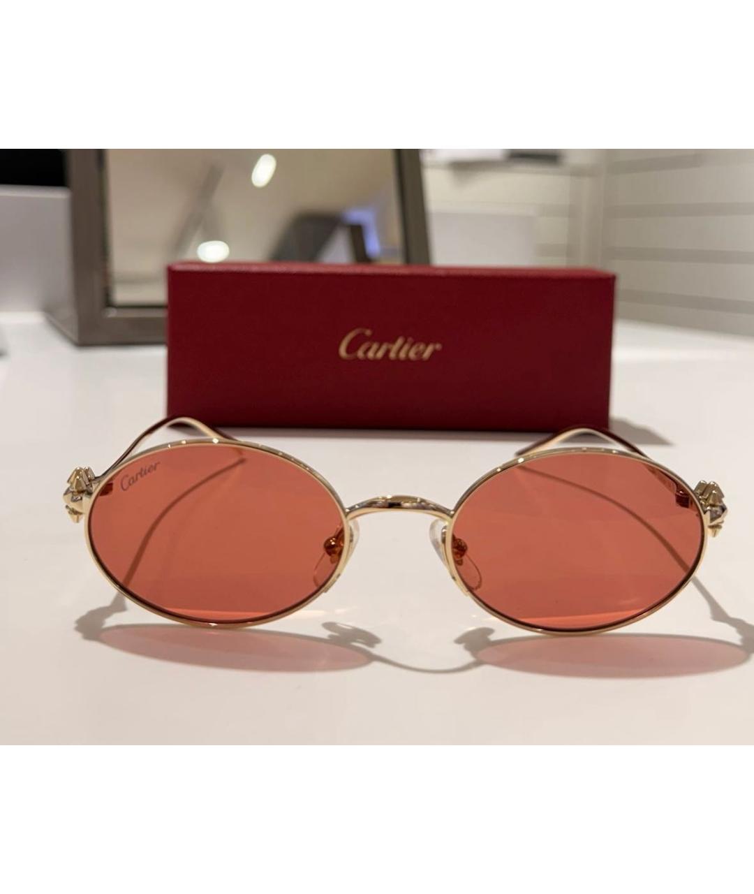 CARTIER Розовые металлические солнцезащитные очки, фото 4