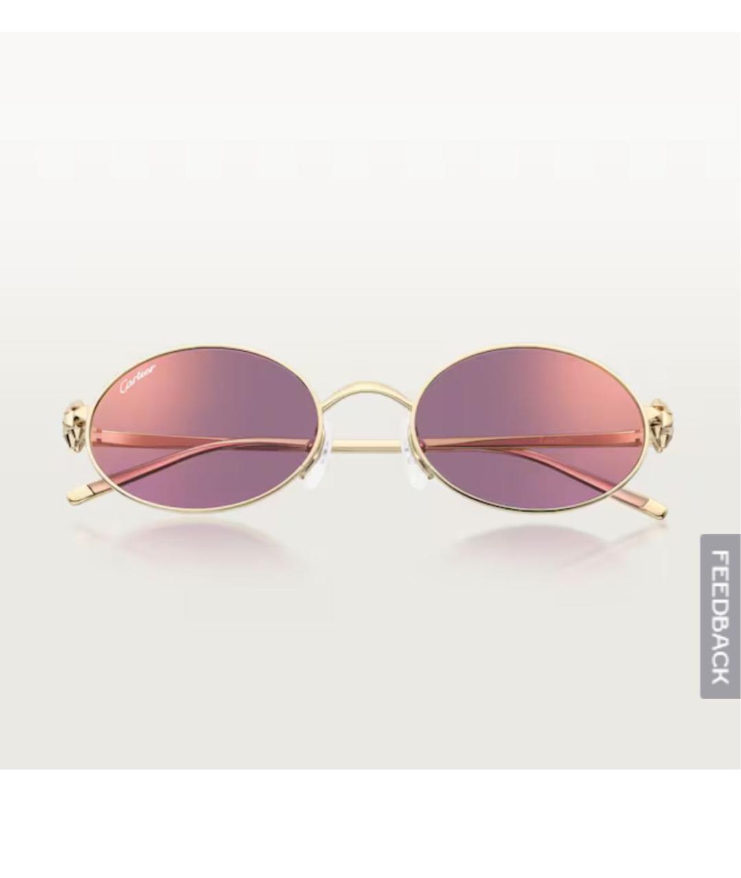 CARTIER Розовые металлические солнцезащитные очки, фото 5