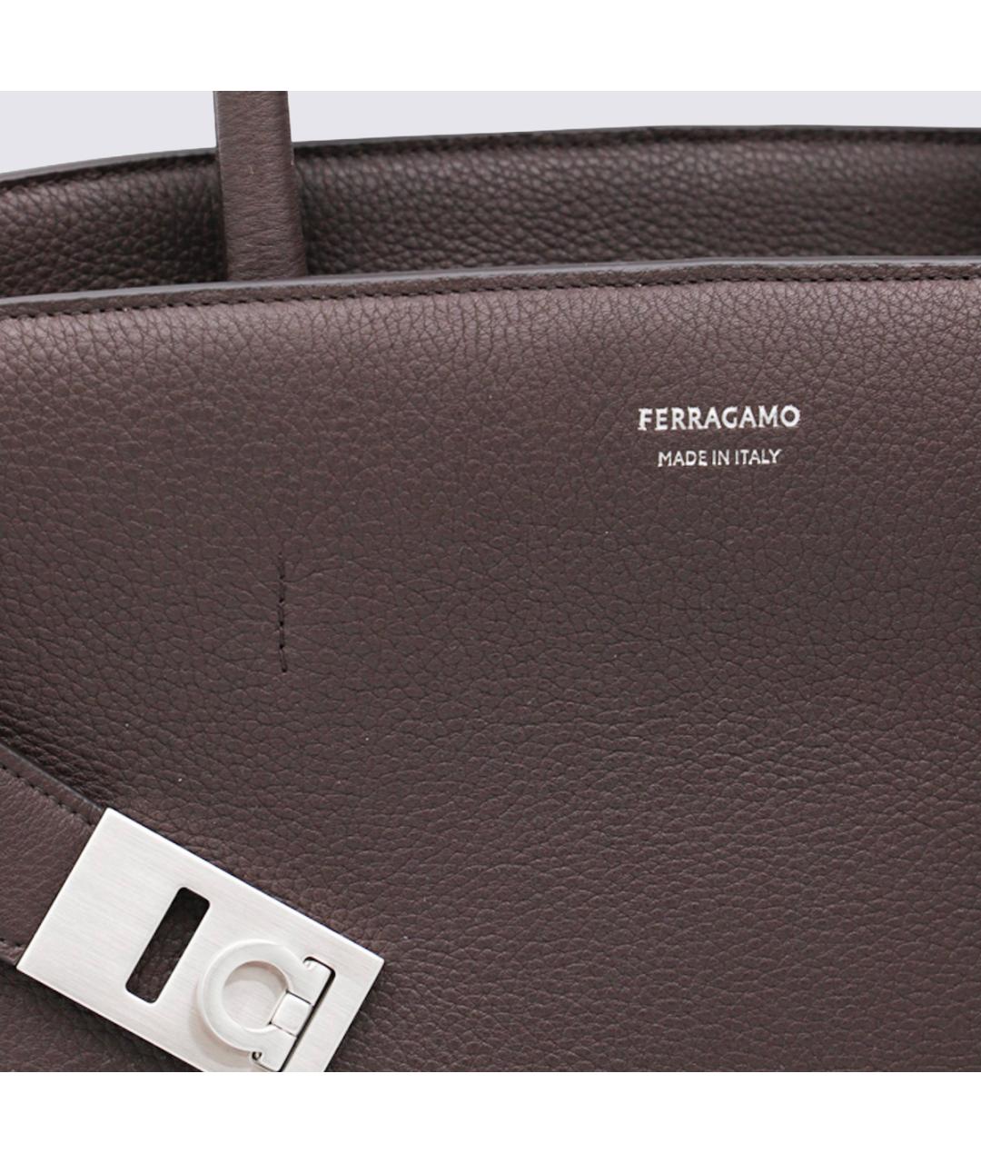 FERRAGAMO Коричневая кожаная сумка тоут, фото 4