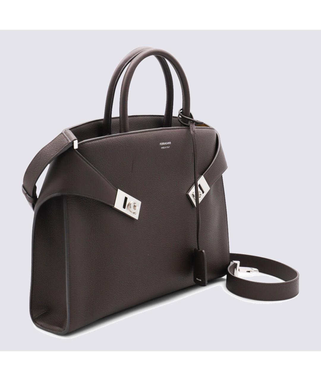 FERRAGAMO Коричневая кожаная сумка тоут, фото 3